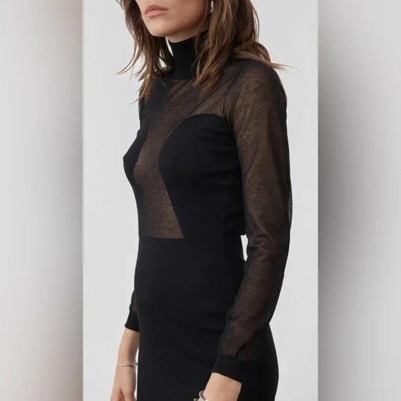 Atoir Roma Dress - Chic Black Mesh Long Sleeve Dress - Picture 2 of 12